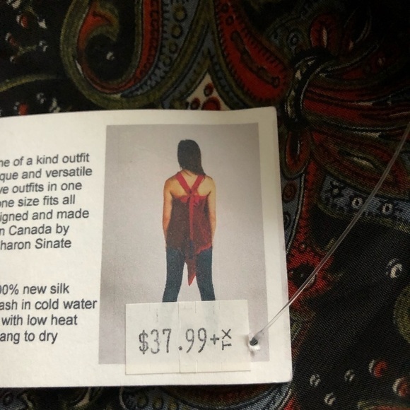 Silk one of a kind versatile wrap around tunic skirt halter top. Boho Paisley - Picture 7 of 14